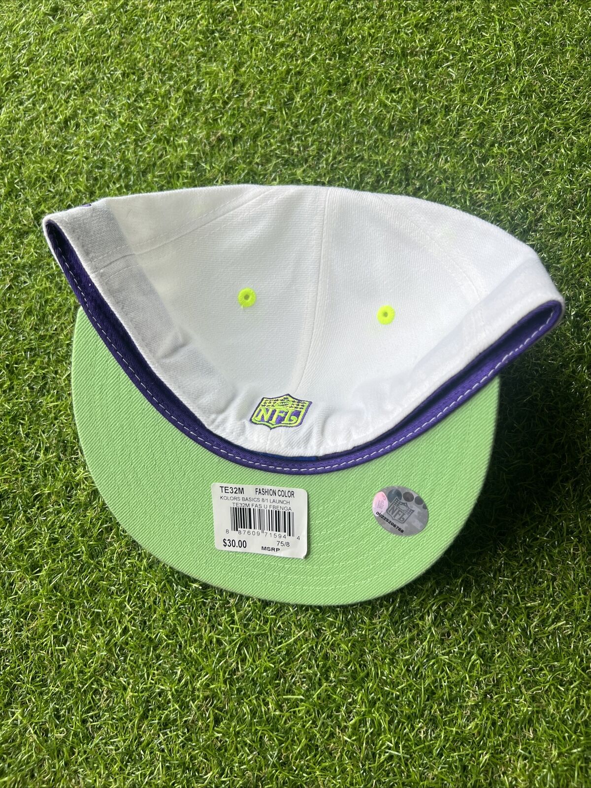 Cincinnati Bengals Reebok KOLORS White & Green Fitted Cap/Hat - Size: 7 3/8