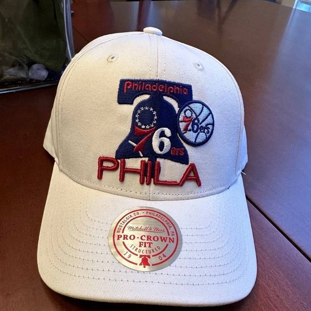 Philadelphia 76ers White Mitchell & Ness Hardwood Classics "Pro Crown Fit" Snapback Cap/Hat