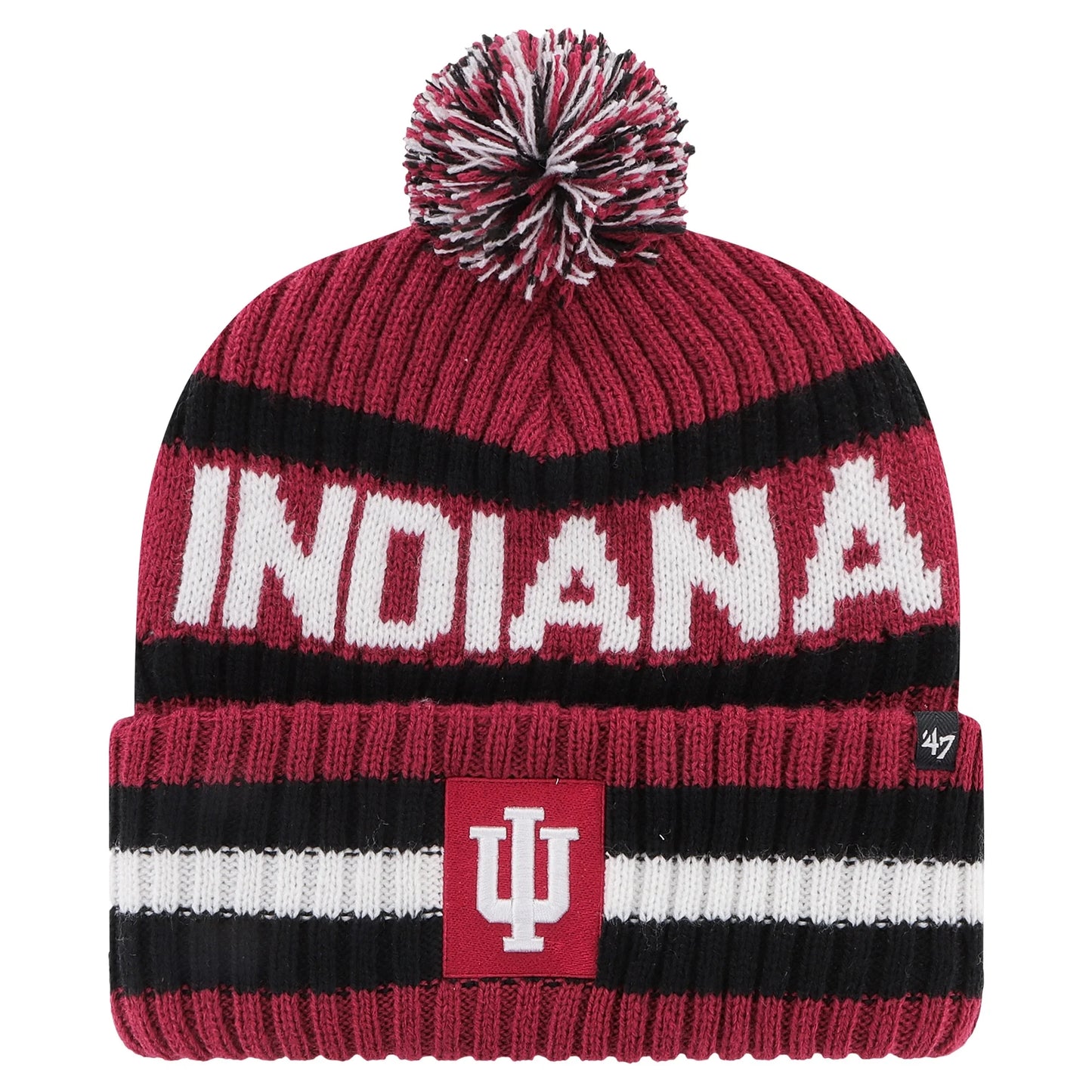 Indiana Hoosiers Red '47 Brand Bering Pom Cuff Knit Beanie