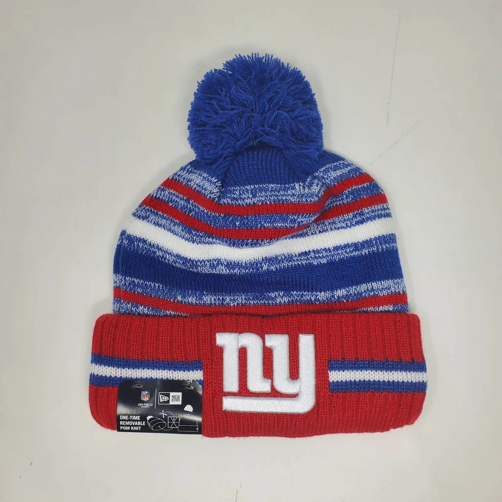 New York Giants New Era 2021 Sideline Sport Official Pom Cuffed Knit Hat