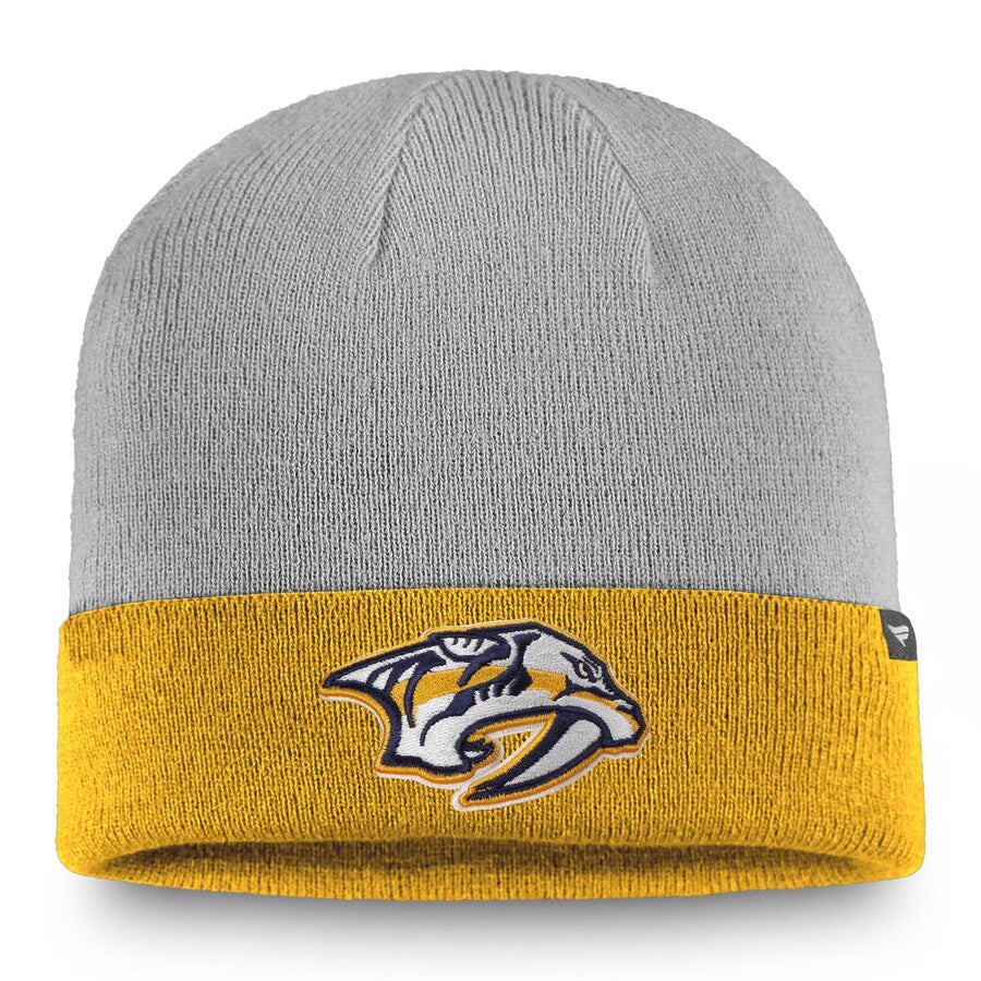 Nashville Predators Gray/Gold Fanatics Branded Cuffed Knit Hat