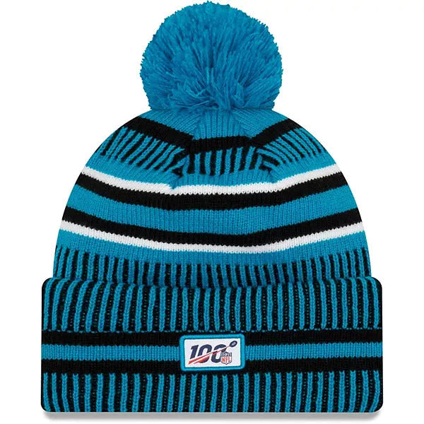 Carolina Panthers Blue New Era Sideline Cuffed Pom Knit Beanie Hat