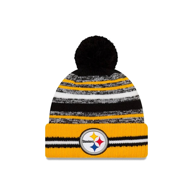 Pittsburgh Steelers Black/Gold NFL Sideline Sport Official Pom Cuffed Knit Hat