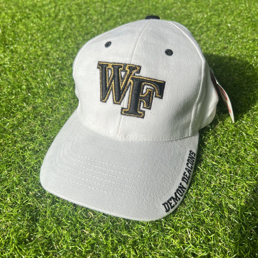 Wake Forest Demon Deacons White Vintage Headmaster Campus Wear Strapback Adjustable Cap/Hat