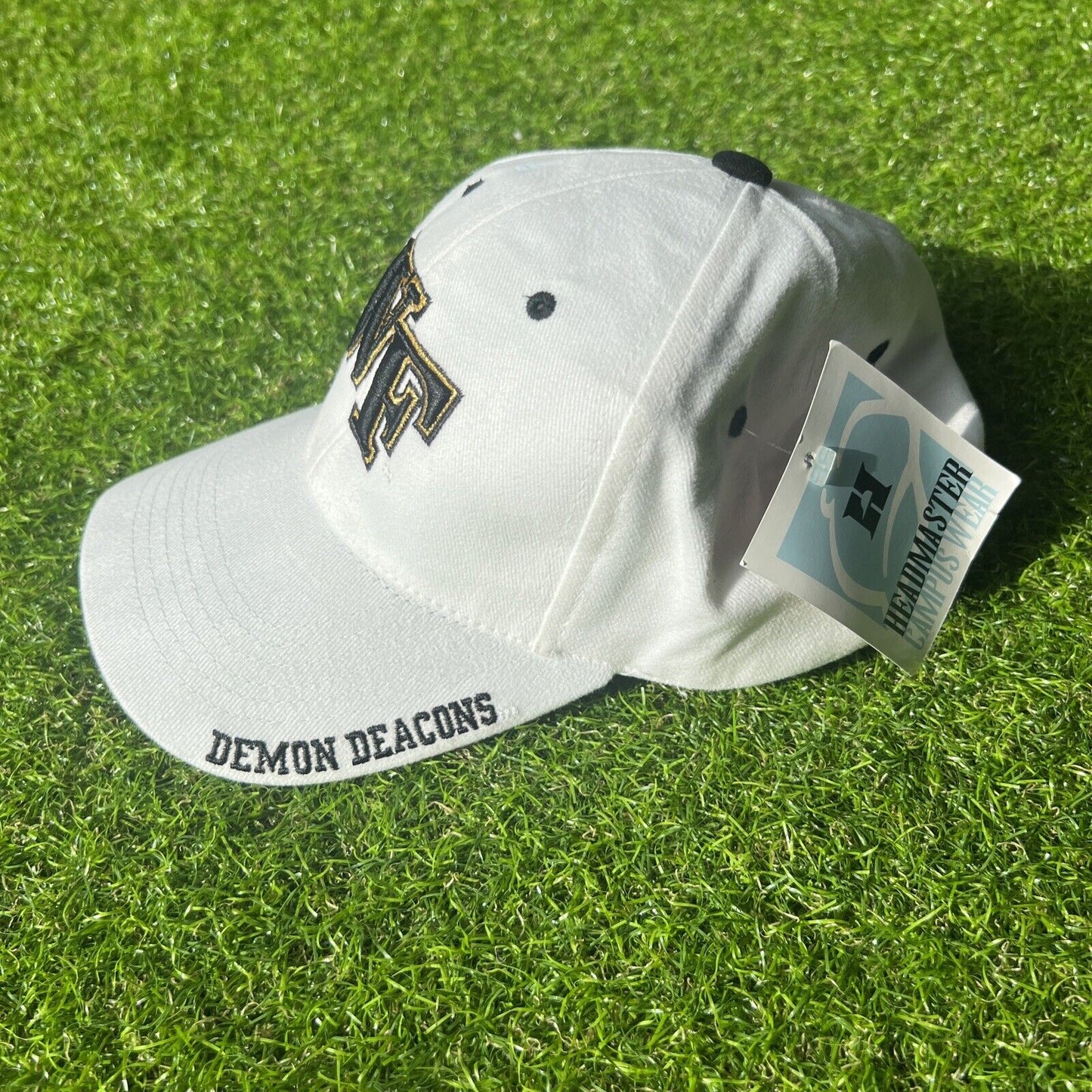 Wake Forest Demon Deacons White Vintage Headmaster Campus Wear Strapback Adjustable Cap/Hat