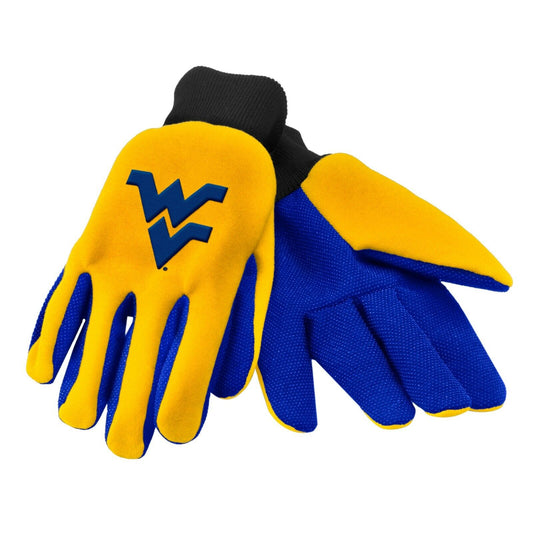 NCAA West Virginia Mountaineers Utility Gloves Gold w/ Blue Palm 