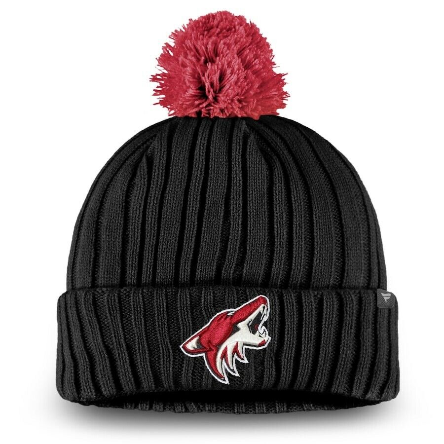 Arizona Coyotes Fanatics Branded Keystone Cuffed Knit Hat with Pom - B