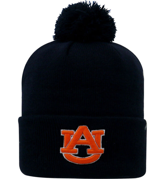 Auburn Tigers Blue Top of the World Cuff Knit Beanie Hat w/pom