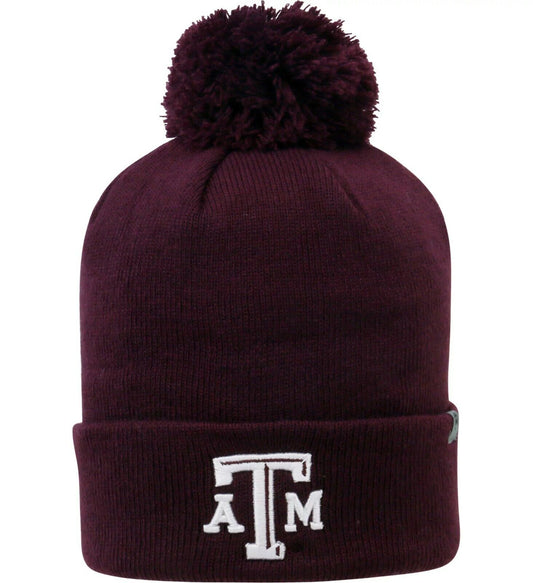 Texas A&M Aggies Maroon Top of the World Cuffed Knit Beanie w/pom