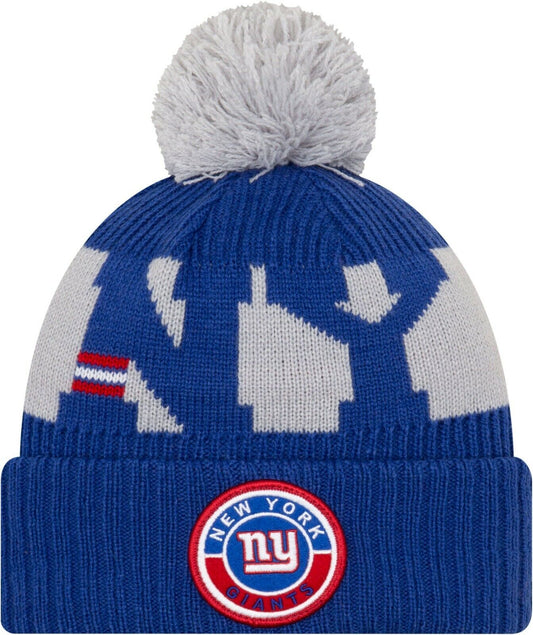 New York Giants Blue New Era Sideline Sport Blue Knit Hat w/pom