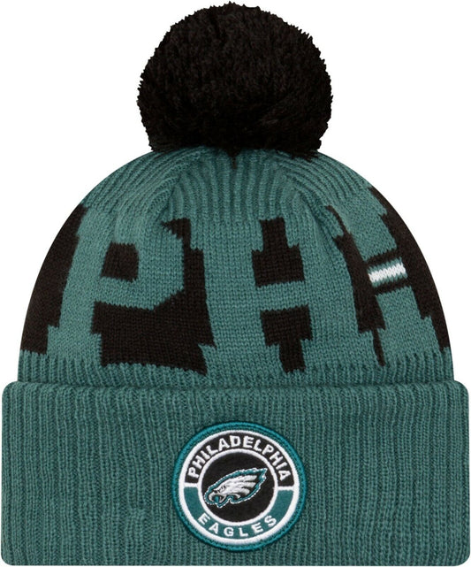 Philadelphia Eagles Green/Black New Era Sideline Sport Knit Hat w/pom