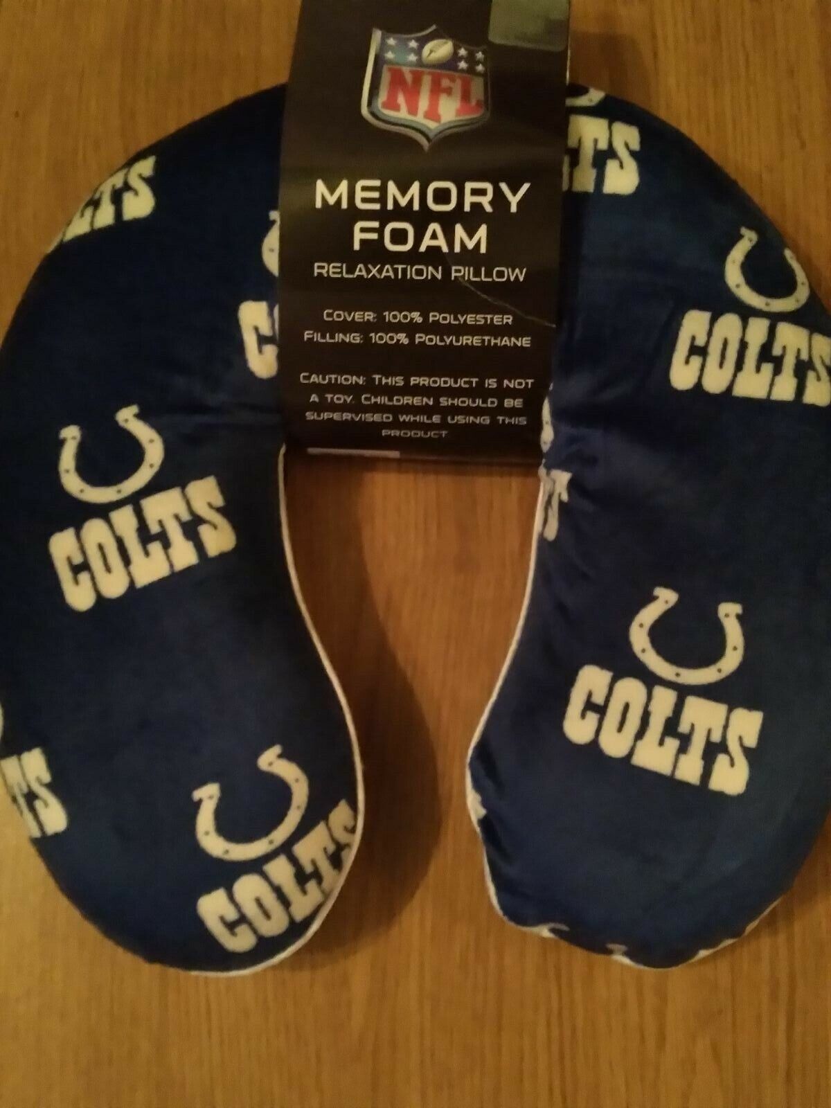 Indianapolis Colts Blue Memory Foam Relaxation/Travel Neck Pillow - TSA Approved