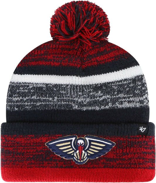 New Orleans Pelicans Red & Blue '47 Brand Northward Cuff Knit Pom Hat