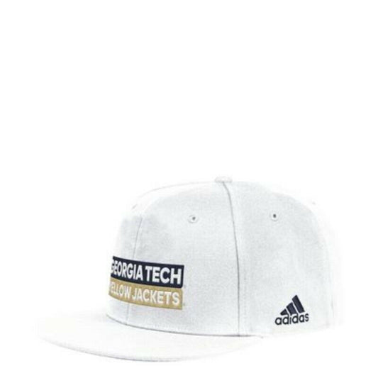 Georgia Tech Yellow Jackets White Adidas Flat Visor Flex Cap - Large/XL