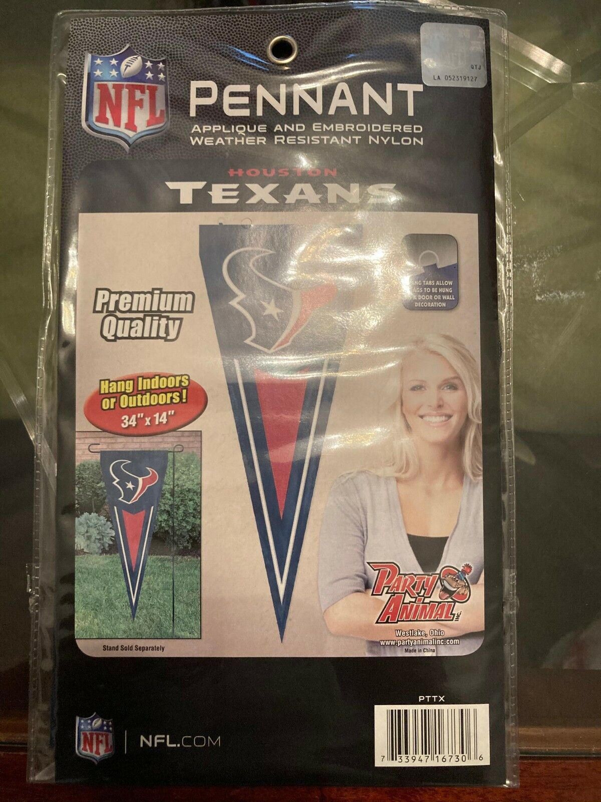 Houston Texans Pennant Flag Yard / Wall 34" X 14" Licensed NFL Embroid