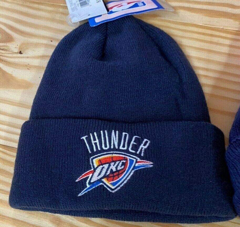 Oklahoma Thunder Black Adidas Cuffed Knit Beanie