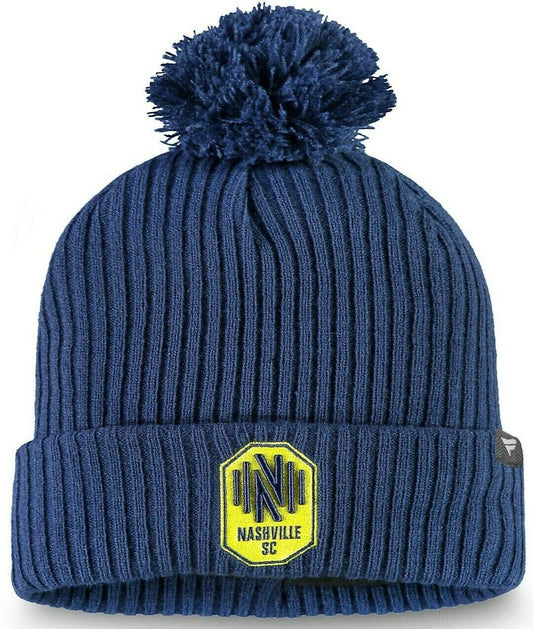 Nashville SC Navy Fanatics Core Cuffed Knit Pom Beanie