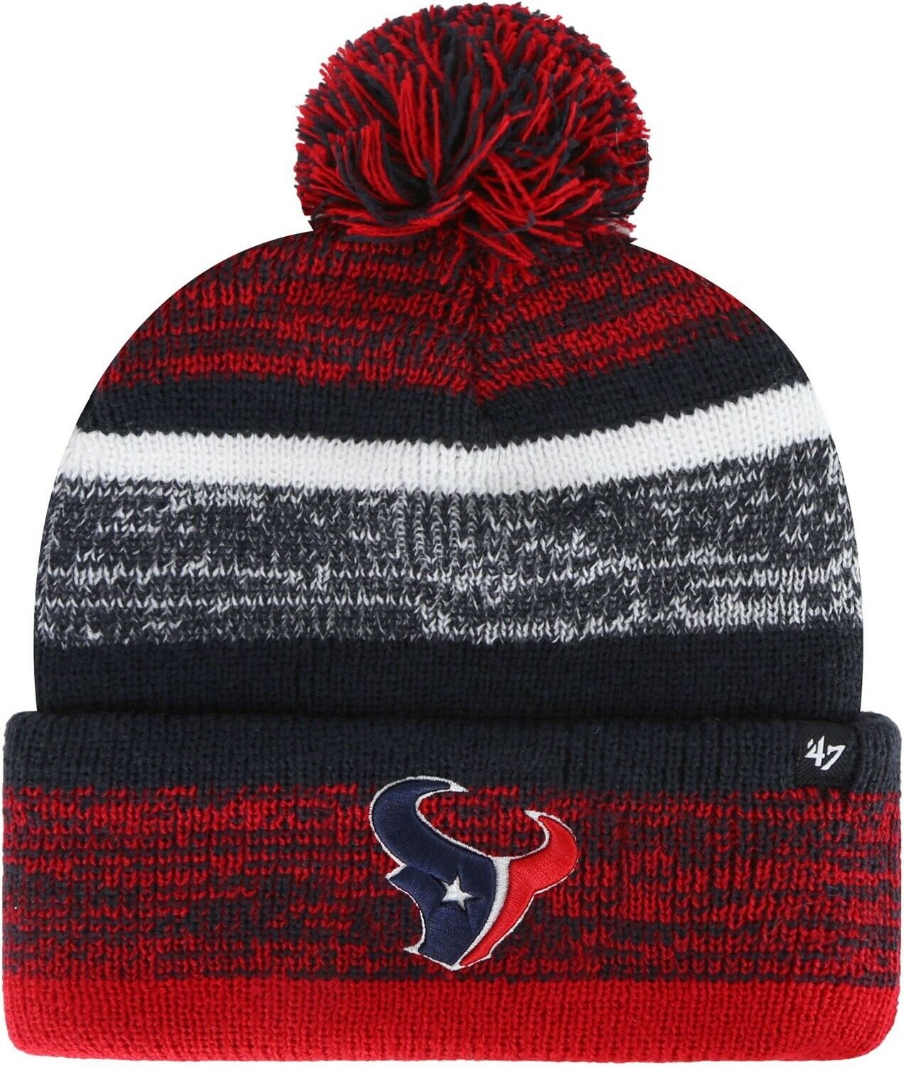 Houston Texans Navy & Red '47 Brand Northward Cuff Knit Pom Hat