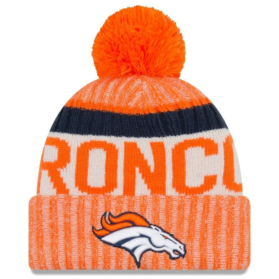 Denver Broncos Orange New Era Sideline Official Sport Knit Hat w/pom