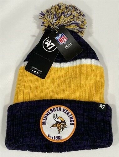 Minnesota Vikings Purple '47 Brand Holcomb Knit Cuff Cap w/ Pom