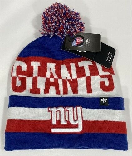 New York Giants Royal '47 Brand Split Text Knit Cuff Cap w/ Pom