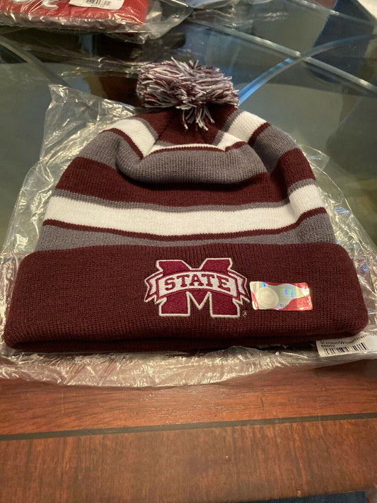 Mississippi State Bulldogs Striped Multicolored Beanie w/Pom