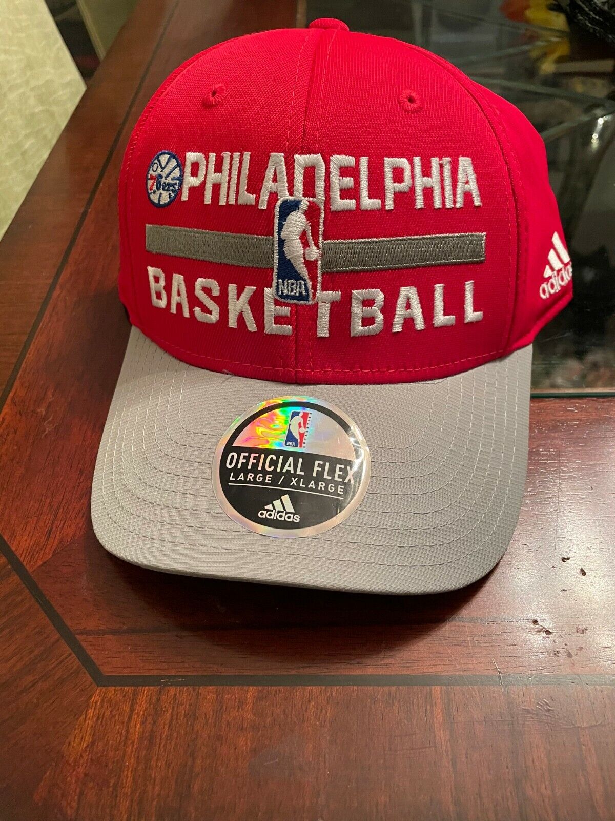 Philadelphia 76ers Red Adidas Vintage L/XL Fitted Flex Cap 