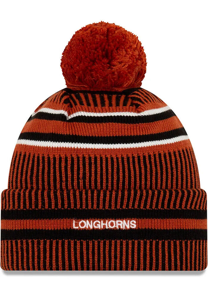 Texas Longhorns Burnt Orange New Era Sport Cuff Knit Cap w/pom