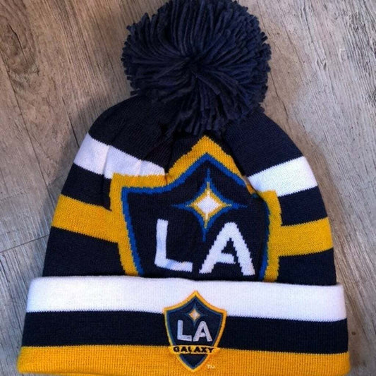 L.A. Galaxy Adidas Multicolored Cuffed Knit Beanie Hat w/pom