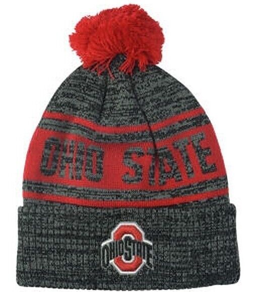 Ohio State Buckeyes Gray Knit Pom Cuff Knit Hat