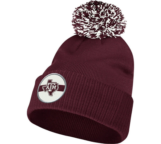 Texas A&M Aggies Maroon adidas Cuffed Pom Knit Beanie Hat