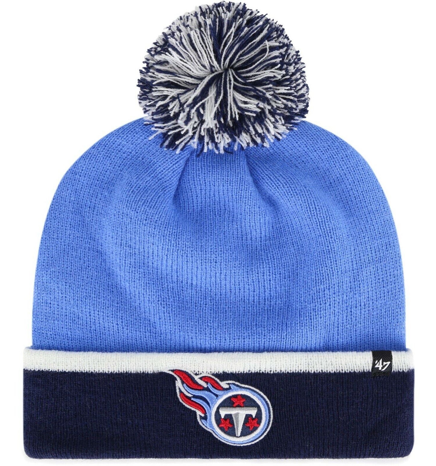 Tennessee Titans Light Blue Barka Cuffed Pom Knit Beanie Hat