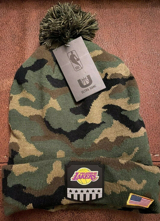 Los Angeles Lakers Ultra Game NBA Salute to Service Cuffed Knit Hat w/pom