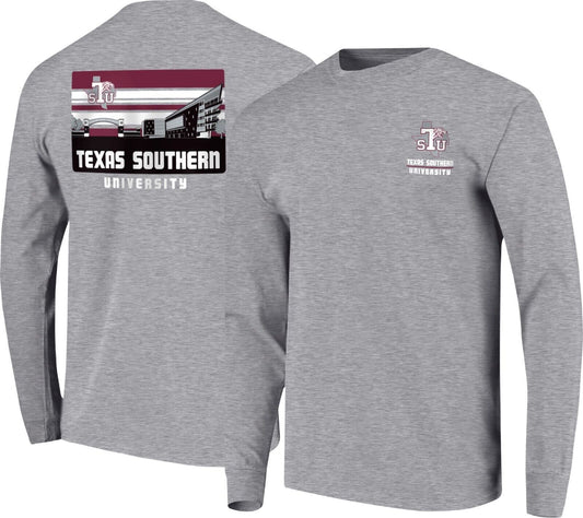 Texas Southern Tigers Gray Image One Campus Skyline Long Sleeve T-Shirt XXL