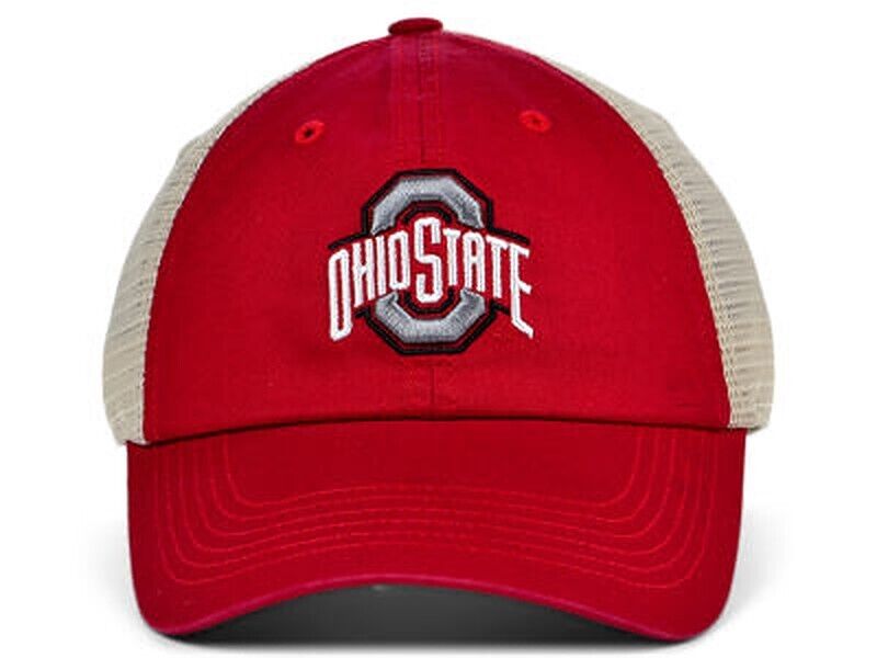 Ohio State Buckeyes Red & White Laxed Adjustable Trucker Snapback Cap/Hat