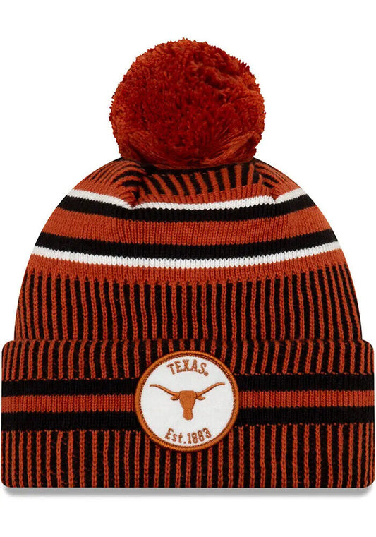 Texas Longhorns Burnt Orange New Era Sport Cuff Knit Cap w/pom