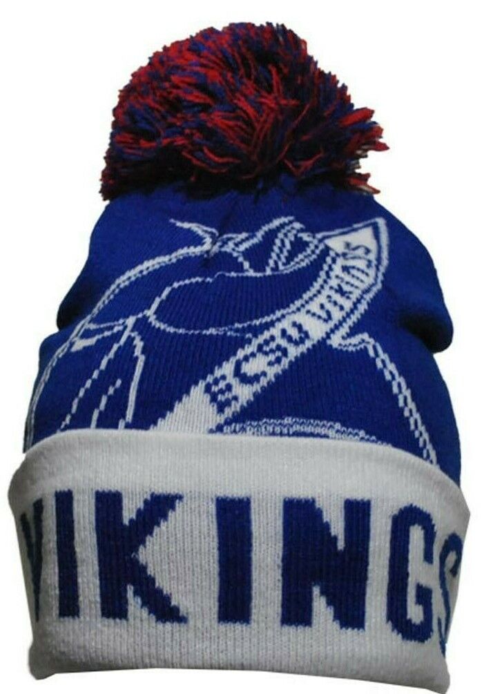 Elizabeth City State University Vikings Blue & White Beanie w/pom - HBCU