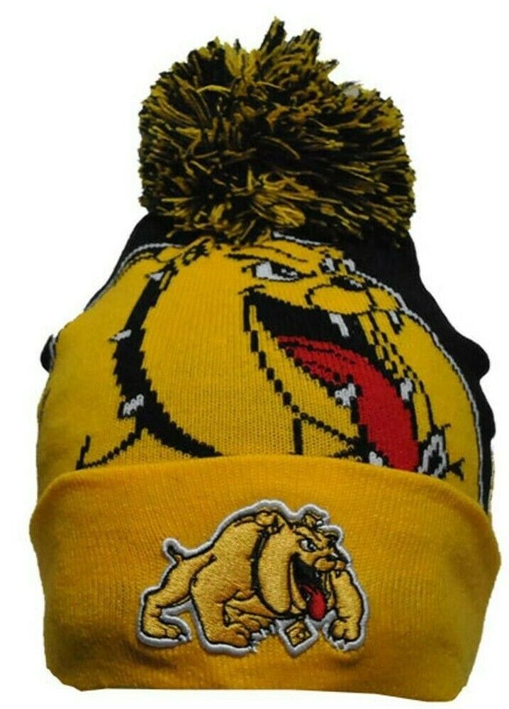 Bowie State University Bulldogs Black & Gold Beanie w/pom - HBCU