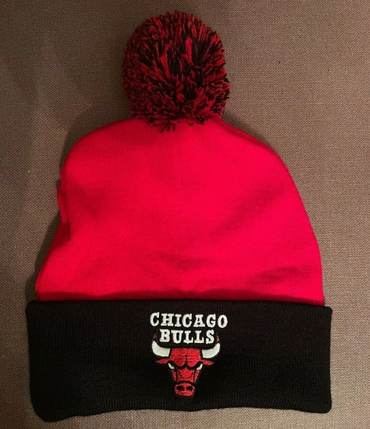 Chicago Bulls Red & Black NBA Cuff Knit Skull Cap Beanie Hat w/pom