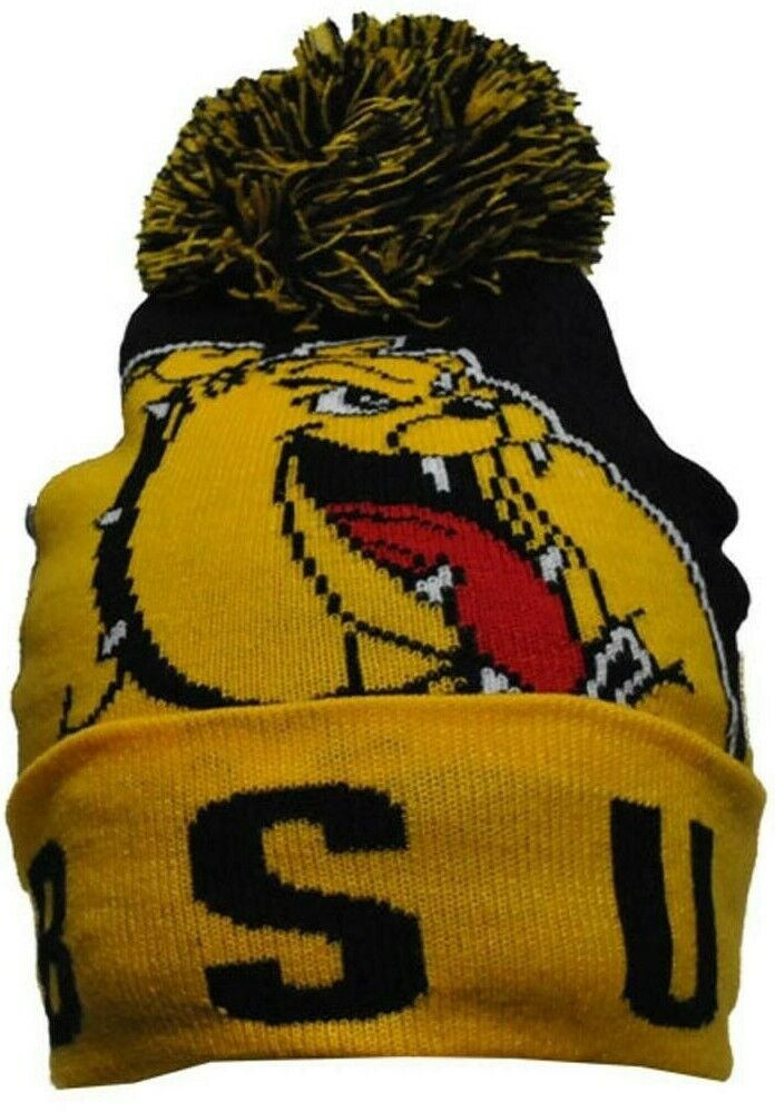 Bowie State University Bulldogs Black & Gold Beanie w/pom - HBCU