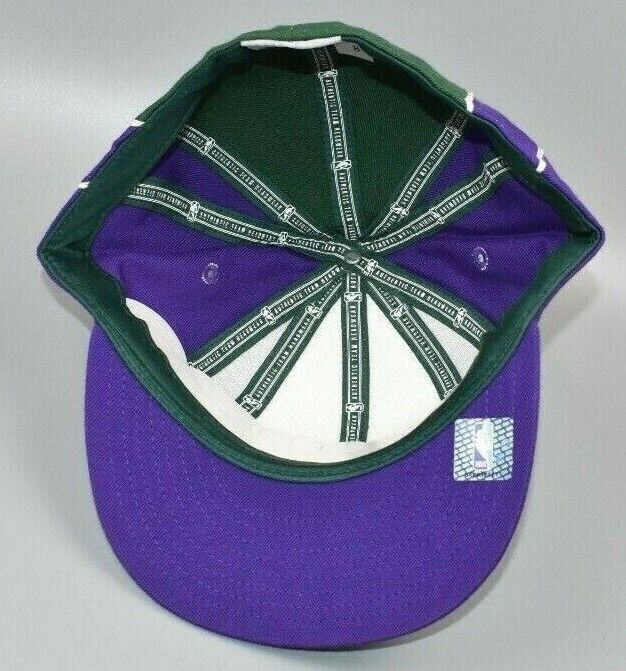 Milwaukee Bucks Reebok Purple & Green Vintage Size 7 Fitted Cap/Hat