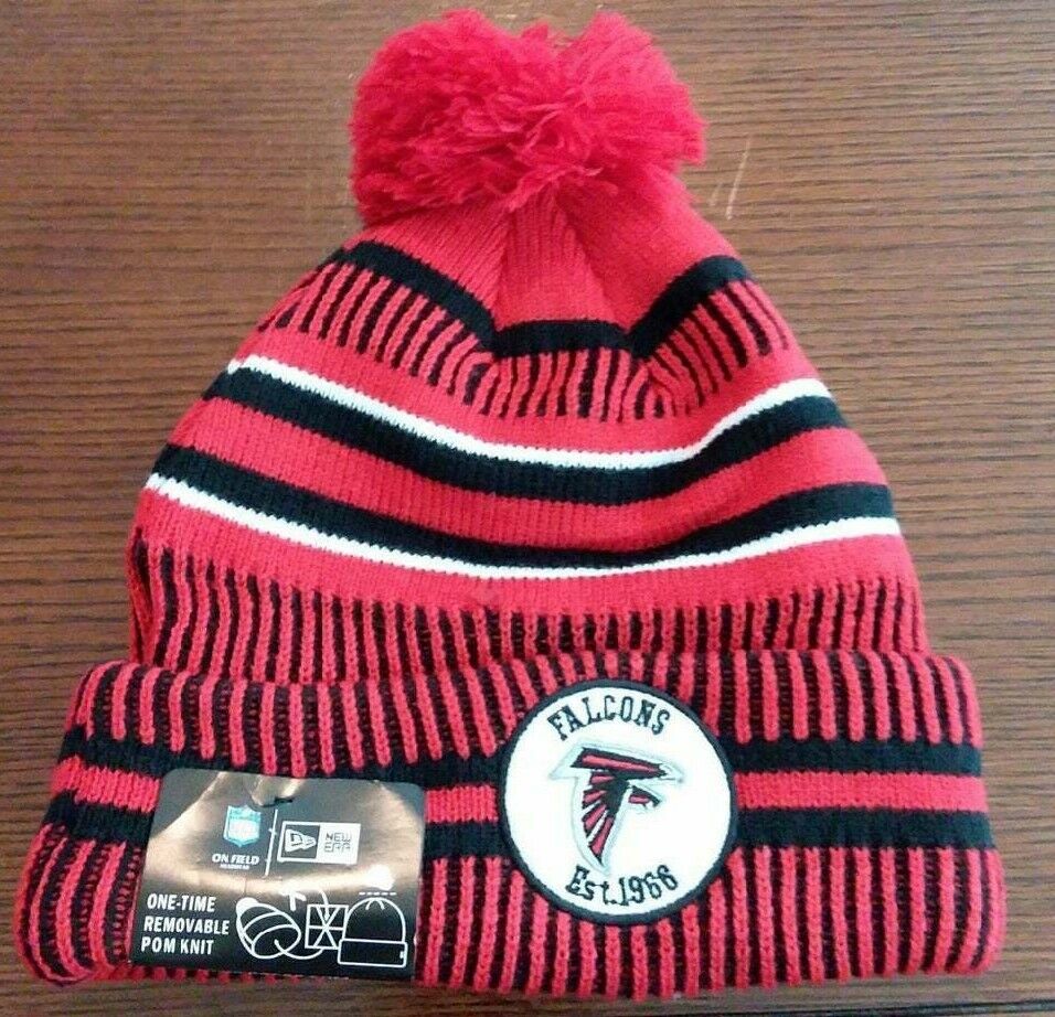 Atlanta Falcons Red & Black New Era On Field Cuffed Knit Beanie Hat w/pom