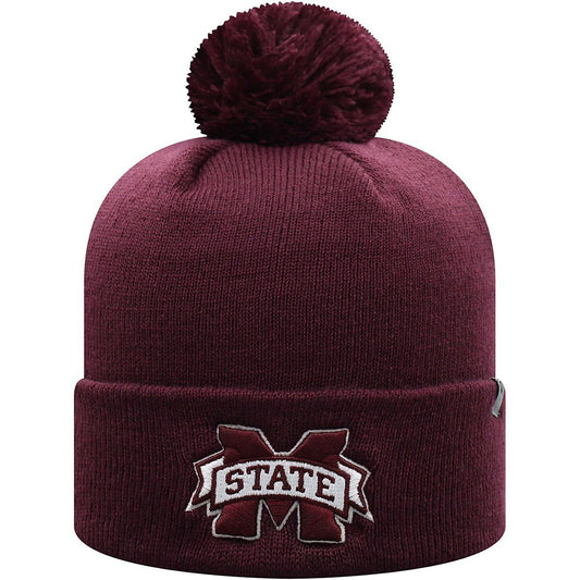 Mississippi State Bulldogs Maroon Top of the World Cuffed Knit Hat w/pom