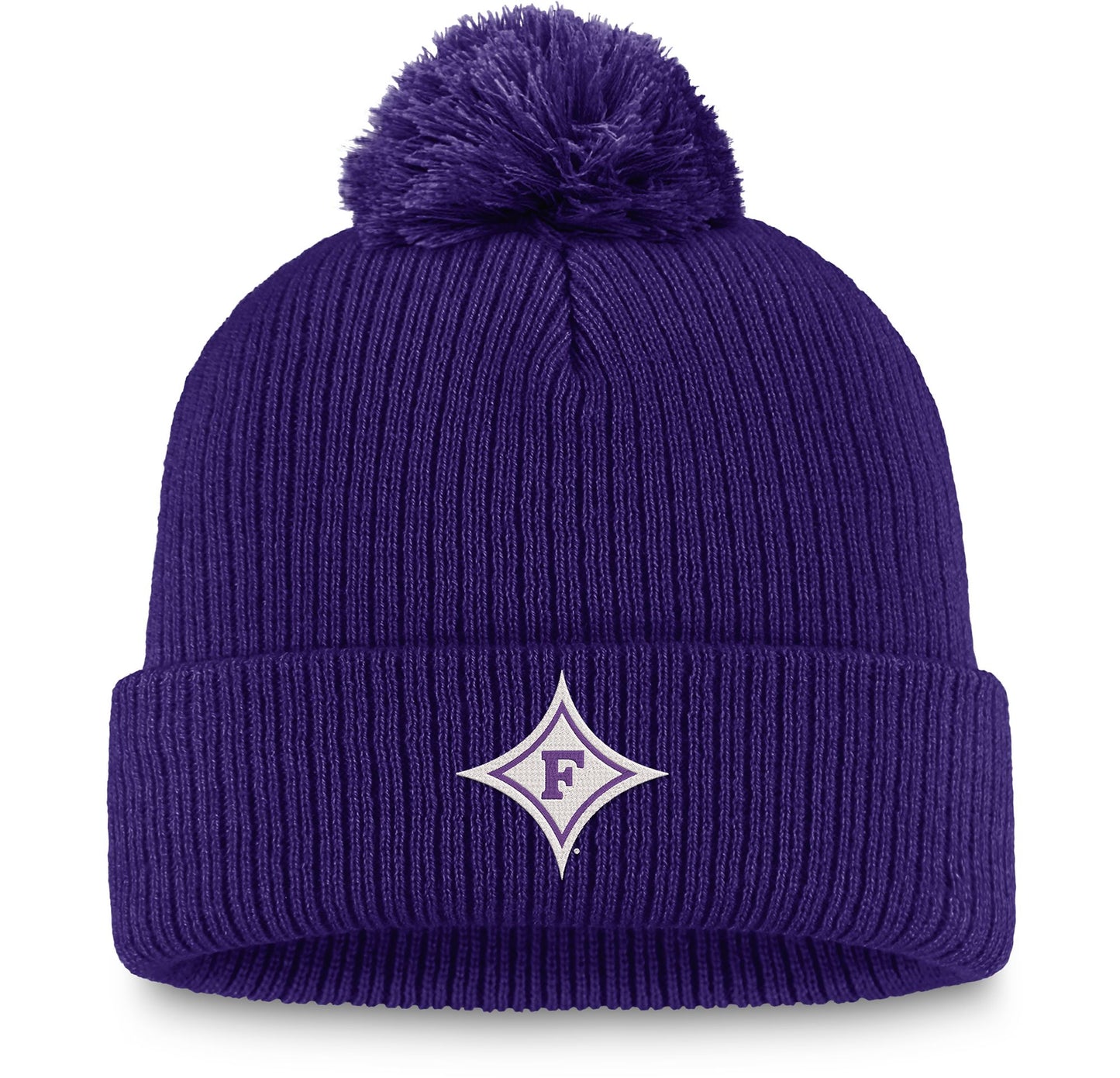 Furman Paladins Purple Top of the World Cuff Knit Beanie Hat w/pom